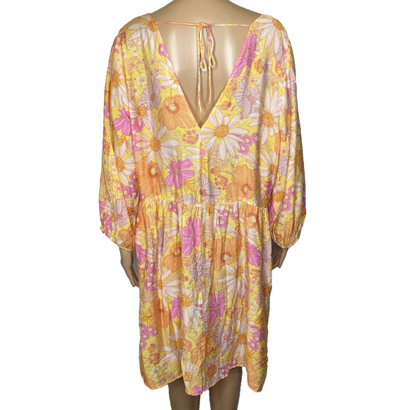 Women's XL H&M Yellow Floral Print Viscose Blend Light Sundress - Picture 3 of 5